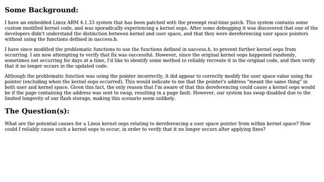 Kernel OOPs causes when accessing user space pointer from within the Linux Kernel смотреть онлайн