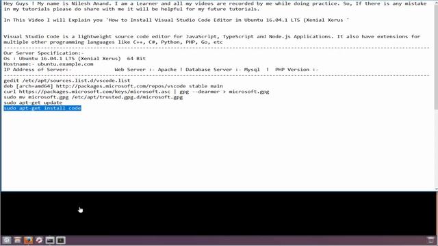 How to Install Visual Studio Code Editor in Ubuntu 16 LTS Xenial Xerus смотреть онлайн