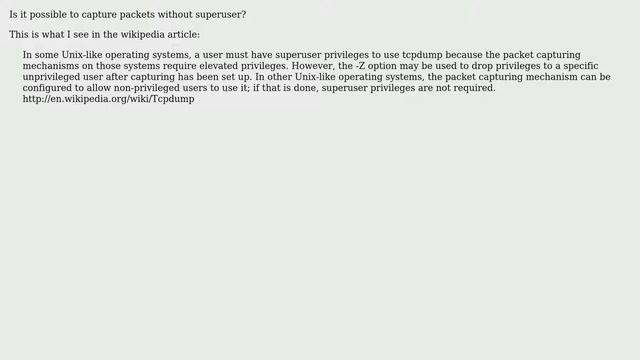 Ubuntu: Does Linux support capturing tcp packets without being super user? смотреть онлайн
