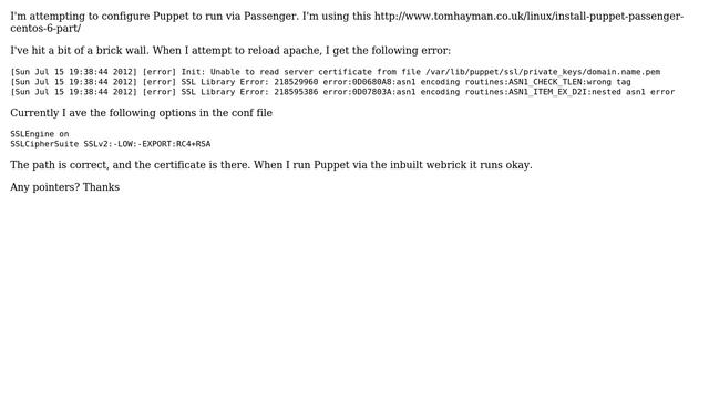 Installing Passenger on CentOS 6.0 with the view to running my Puppet Master via Passenger смотреть онлайн
