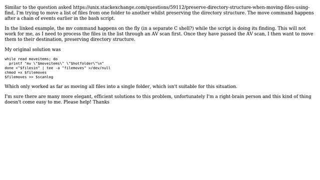 Unix & Linux: Read a list of files from text file, move them preserving directory structure in bash смотреть онлайн