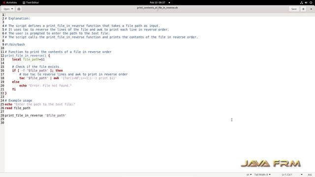 How to print contents of file in reverse using linux shell script - bash script examples in RHEL 9 смотреть онлайн