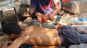 Indian Barber,Pain Killer Baba,Back Massage,By SMOKE OIL And Herbs Oil Therapy -Asmr