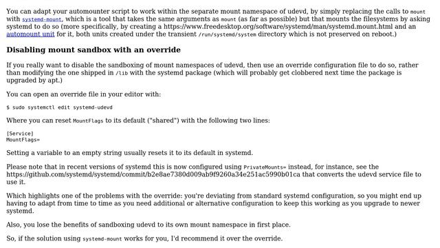 Unix & Linux: Is it possible for mount(8) to override systemd MountFlags? (2 Solutions!!) смотреть онлайн