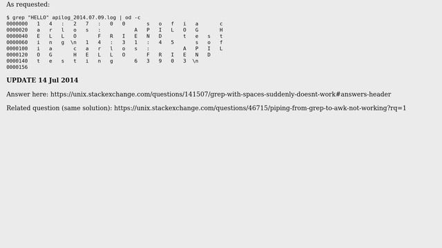 Unix & Linux: Grep with spaces suddenly doesn't work смотреть онлайн
