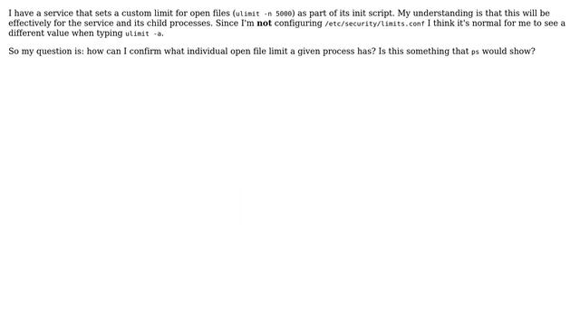How can I determine what individual ulimit constraint a process has? смотреть онлайн