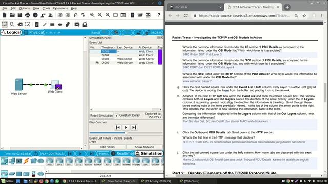 3.2.4.6 Packet Tracer - Investigating the TCP/IP and OSI Models in Action ( on Linux Mint ) смотреть онлайн