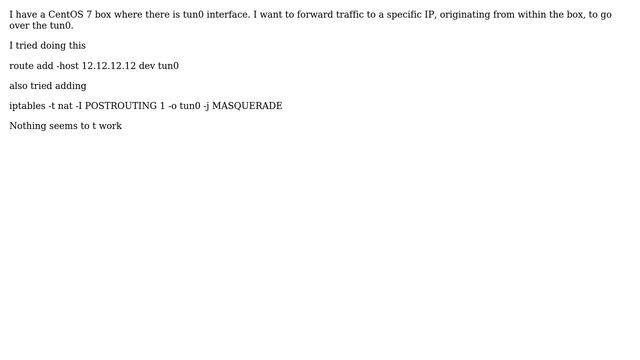 Unix & Linux: How to forward traffic for specific IP over an tun0 interface? смотреть онлайн
