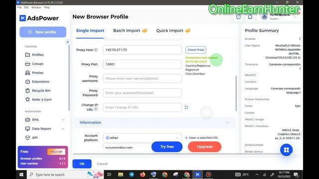 Proxy Setup on Adspower Antidetect Browser For Running Surveys. смотреть онлайн