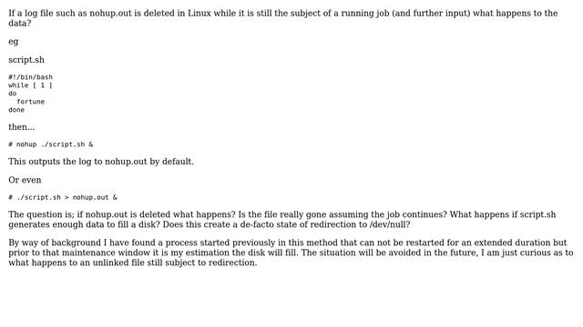 What happens to a deleted file still subject to redirection on linux? смотреть онлайн