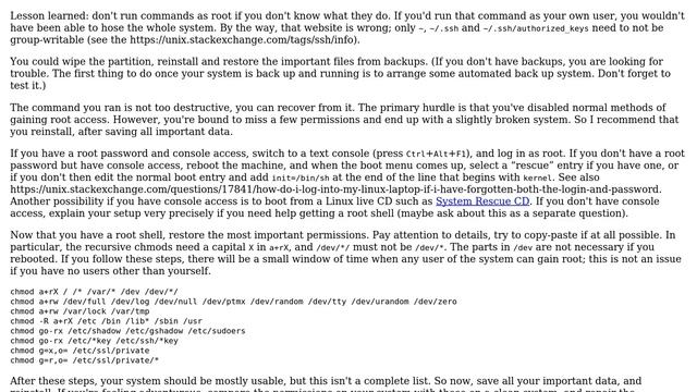 Unix & Linux: did a " sudo go-wrx" on / ... oops, broken смотреть онлайн