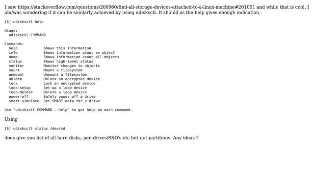 Unix & Linux: Is there a way to ask udisksctl to list all partitions and block devices? смотреть онлайн