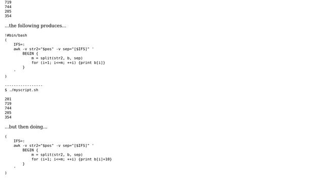 Unix & Linux: How to add number to awk array elements? смотреть онлайн