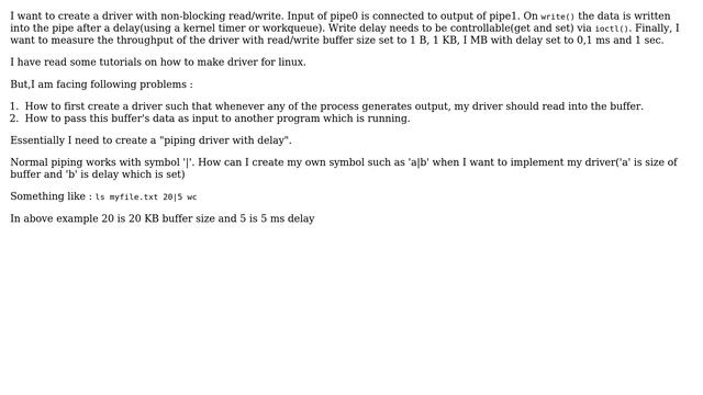 Unix & Linux: Linux driver : Pipelining with delay смотреть онлайн