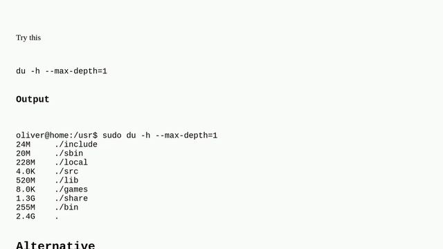 Display each sub-directory size in a list format using one line command in Bash? смотреть онлайн