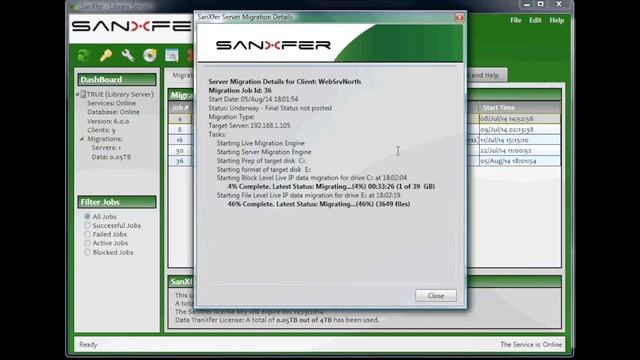 SanXfer 6.0 On-Line Server Migration Demonstration