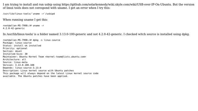 Ubuntu: usbip - Why is linux version different in linux-source package and uname -r? смотреть онлайн