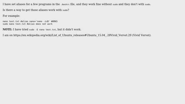 Load aliases from .bashrc file while using sudo смотреть онлайн