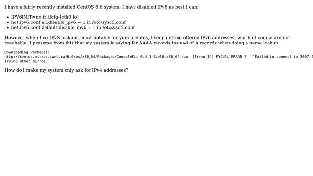 Unix & Linux: Why is my CentOS 6 system doing IPv6 lookups? (2 Solutions!!) смотреть онлайн