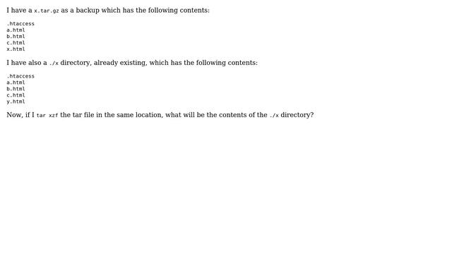Unix & Linux: Does the untarred folder overwrites or appends the contents of the original folder? смотреть онлайн