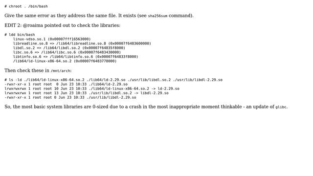 Cannot chroot due to "Input/output error" - file and disk seem OK смотреть онлайн