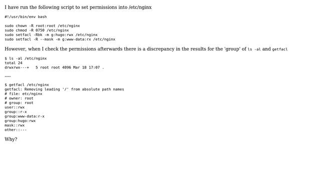Ubuntu: Discrepancy with the output of `ls -al` and `getfacl` смотреть онлайн