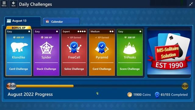 Microsoft Solitaire Collection: August 13, 2022 смотреть онлайн