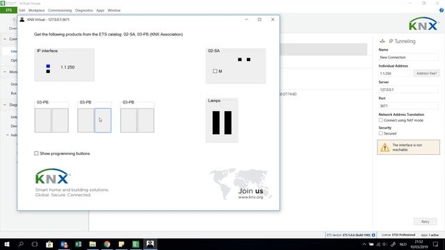 KNX Virtual switching and testing online diagnostics смотреть онлайн