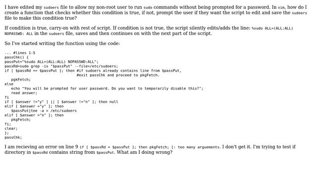 Ubuntu: "too many arguments" checking a condition and execute some action in case it's not true? смотреть онлайн