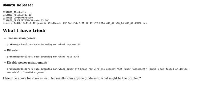 Ubuntu: Cannot increase wifi card power using iwconfig смотреть онлайн