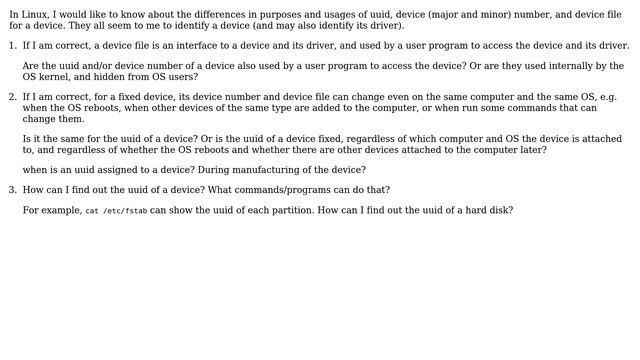 Unix & Linux: uuid, device number, and device file for a device смотреть онлайн