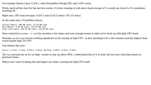 Unix & Linux: Very high CPU load, but nothing significant in top смотреть онлайн