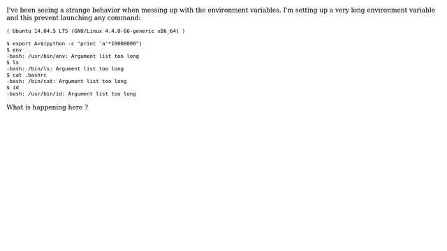 Setting a long environment variable breaks a lot of commands смотреть онлайн