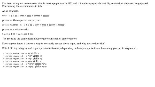 Unix & Linux: zwrite handling of "@" symbol смотреть онлайн