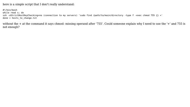 Bash exec + chmod incomprehensive argument смотреть онлайн