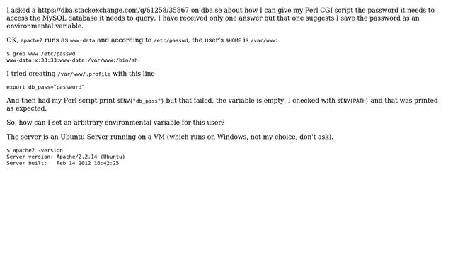 Unix & Linux: How can I set up environmental variables for www-data? смотреть онлайн