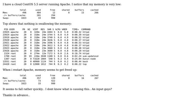 DevOps & SysAdmins: Centos 5.5 - Memory used by Apache смотреть онлайн