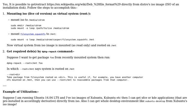 How can I extract a Debian binary package from the ISO of an installation disk? смотреть онлайн