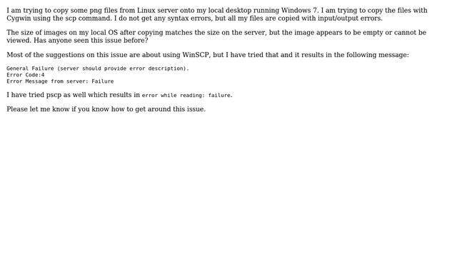 input/output error while copying PNG files from Linux server to desktop using SCP in Cygwin смотреть онлайн