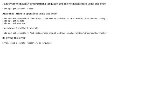 Ubuntu: Error while updating R in ubuntu 14.04 trusty смотреть онлайн