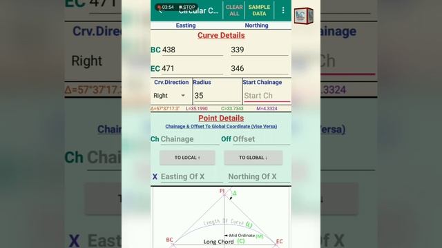 How to Calculate Horizontal-Circular Curve Components & Coordinates | Android App for Land Surveyor смотреть онлайн