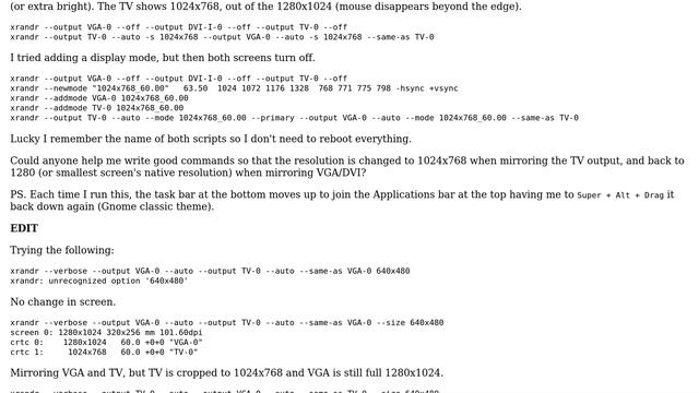 xrandr: S-Video TV display problems смотреть онлайн