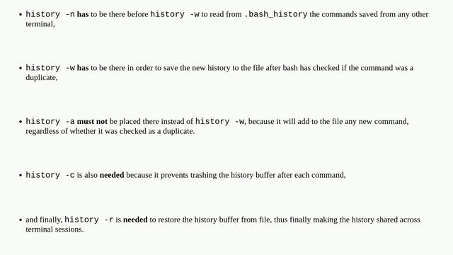 Unix: Bash history: "ignoredups" and "erasedups" setting conflict with common history across sess.. смотреть онлайн