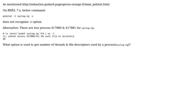 Unix & Linux: Number of file descriptors - pidstat смотреть онлайн