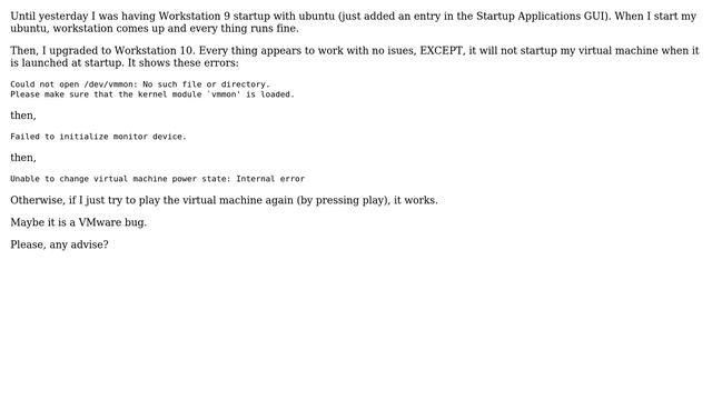 Ubuntu: VMware Workstation 10 at startup vmmon error смотреть онлайн