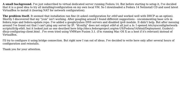 Network problems after installing text-only Fedora 14 using VirtualBox смотреть онлайн