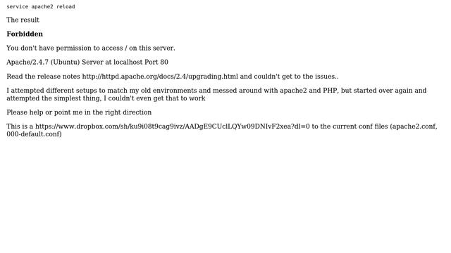 Ubuntu: Can't run Apache 2.4.7 on Ubuntu 14.04 - Forbidden смотреть онлайн