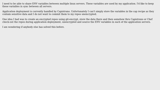 Sharing ENV variables between multiple linux servers смотреть онлайн