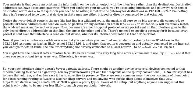 Unix & Linux: How to determine eth0 gateway address when it is not the default gateway? смотреть онлайн