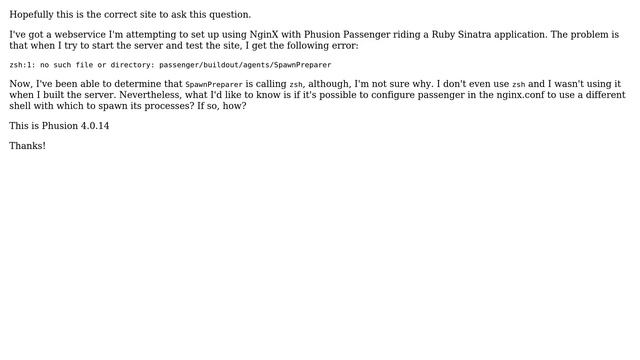 How to fix NginX/Phusion/Passenger "zsh:1: no such file смотреть онлайн